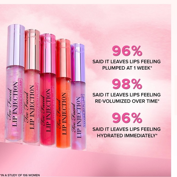 Pink Too Faced Lip Injection Maximum Plump Extra Strength Lip Plumper gloss - Picture 3 of 4